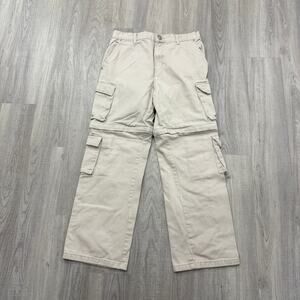 Pacsun Baggy Cargo Convertible Pants Mens 32x32 Beige Pockets Utility Streetwear